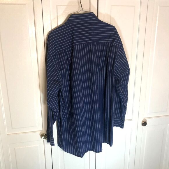 Calvin Klein Men's Blue Stripe Dress Shirt L 16.5 32/33 100% Cotton Button-Down - Picture 4 of 4
